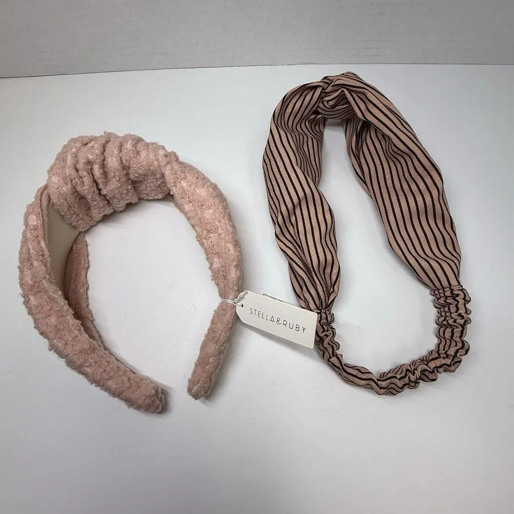 Stella & Ruby Textured Knotted Headband And France Luxe Headband Bundle Of 2 New